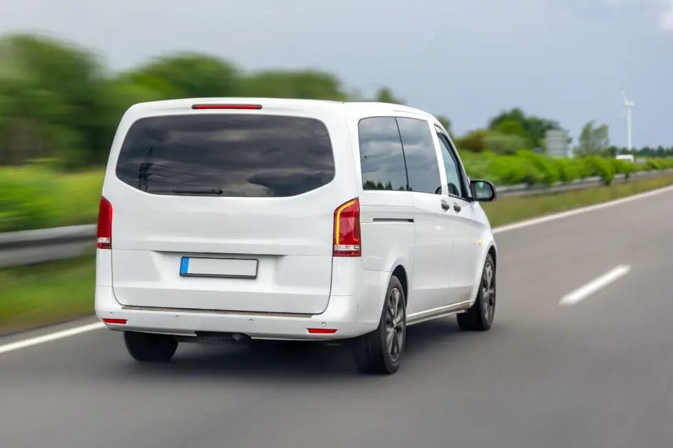minivan driving on motorway