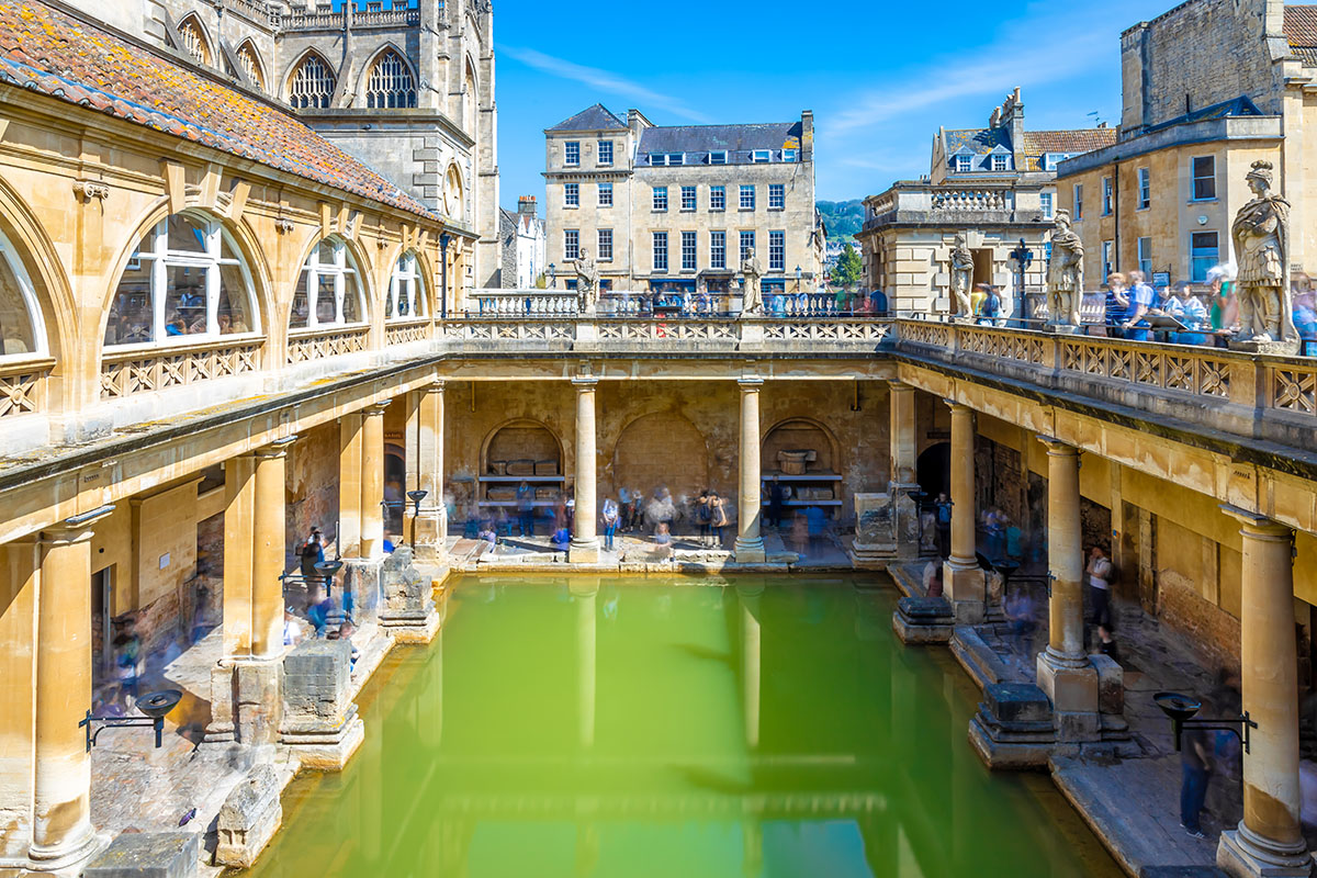 The Roman Baths in the city of Bath, England